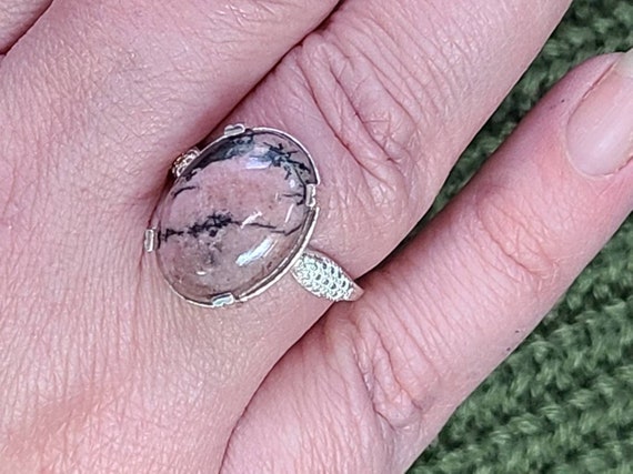 Rhodochrosite Ring, 925 Silver Ring, Oval Cut Rho… - image 2