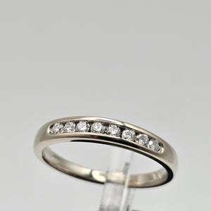 Vintage 14k White Gold Diamond Wedding Band, 0.24 CTW Natural Diamonds, Channel Setting, Estate Jewelry, Size 7.5, 3.5mm, w#2676