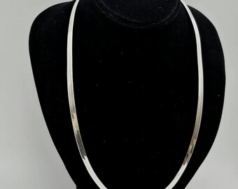 Vintage Sterling Silver Herringbone Necklace - Estate Jewelry