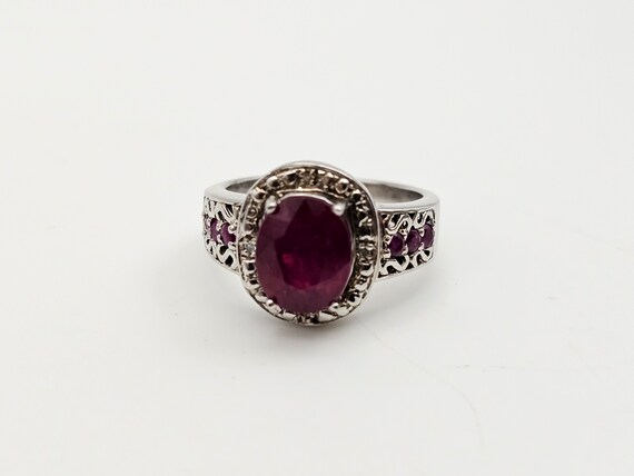 Vintage Fracture Filled Ruby and Cubic Zirconia H… - image 5