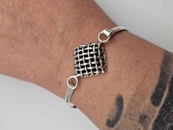 Geometric Open Weave Bracelet, 925 Silver, Openwo… - image 2