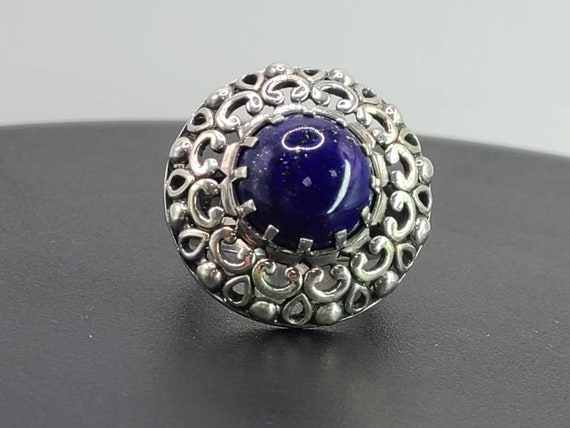 Lapis Lazuli Ring, 925 Silver Lapis Ring, Ornate … - image 6