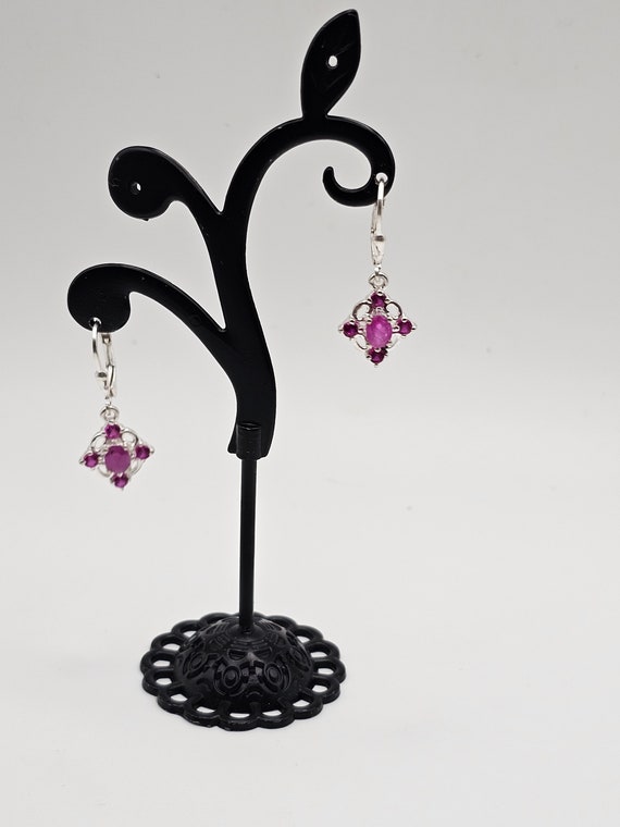 Vintage 925 Silver Synthetic Ruby and Fractured F… - image 5