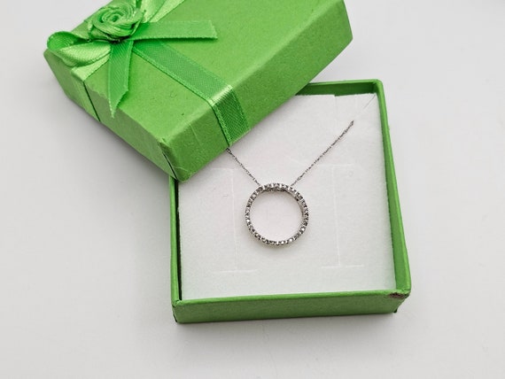 Floating Circle Diamond Necklace, 10k Gold, Moder… - image 1