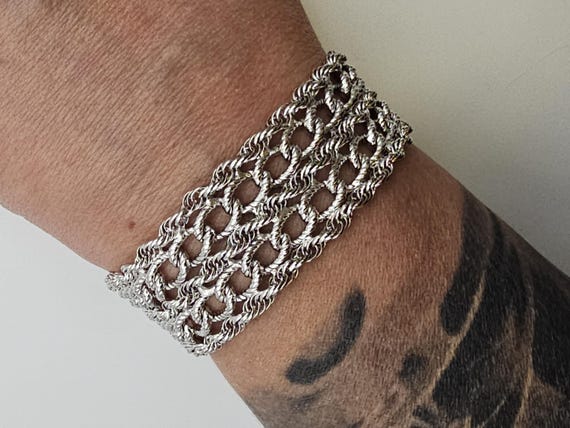 Vintage 925 Sterling Silver Wide Rope and Oval Link Bracelet, 1970's, Estate Jewelry, W3280 - Etsy Vintage 925 Sterling Silver Wide Rope and Oval Link Bracelet, 1970's, Estate Jewelry, W3280 - Etsy