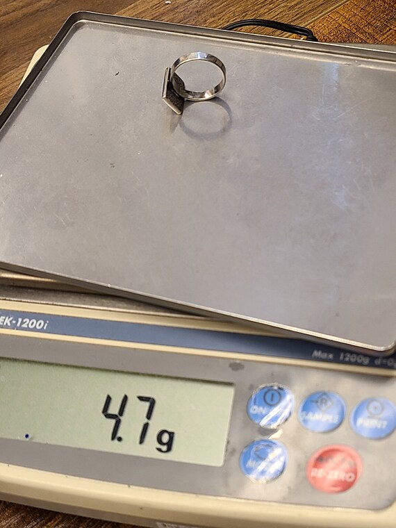 Vintage Geometric Chrysocolla Ring: 925 Sterling … - image 5