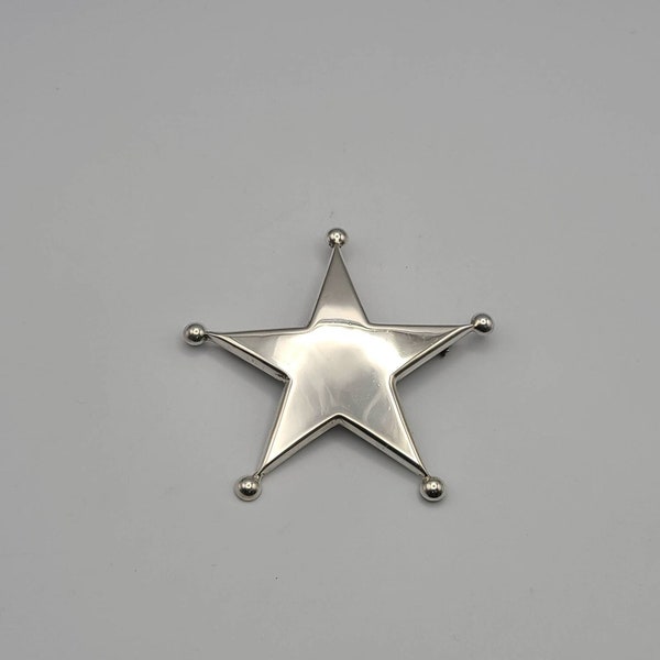 Large Silver Star Pin, 925 Silver Star Pin, Vintage Star Pin, Artisan Signed Star Pin, Mexico Artisan Jewelry Item w#3154