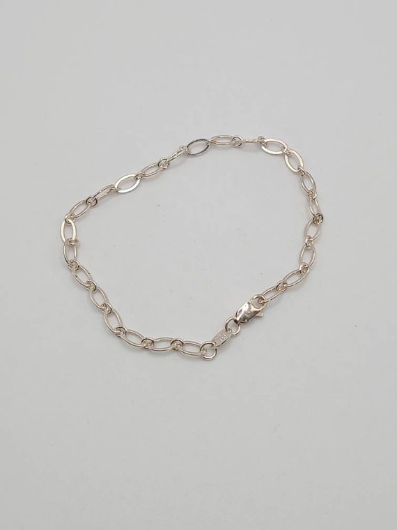925 Silver Oval Link Bracelet, Silver Fancy Link … - image 2