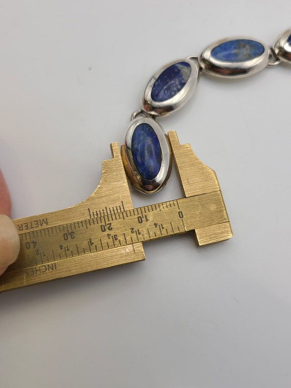 Lapis Lazuli Panel Bracelet, 925 Silver Inlay Lap… - image 8