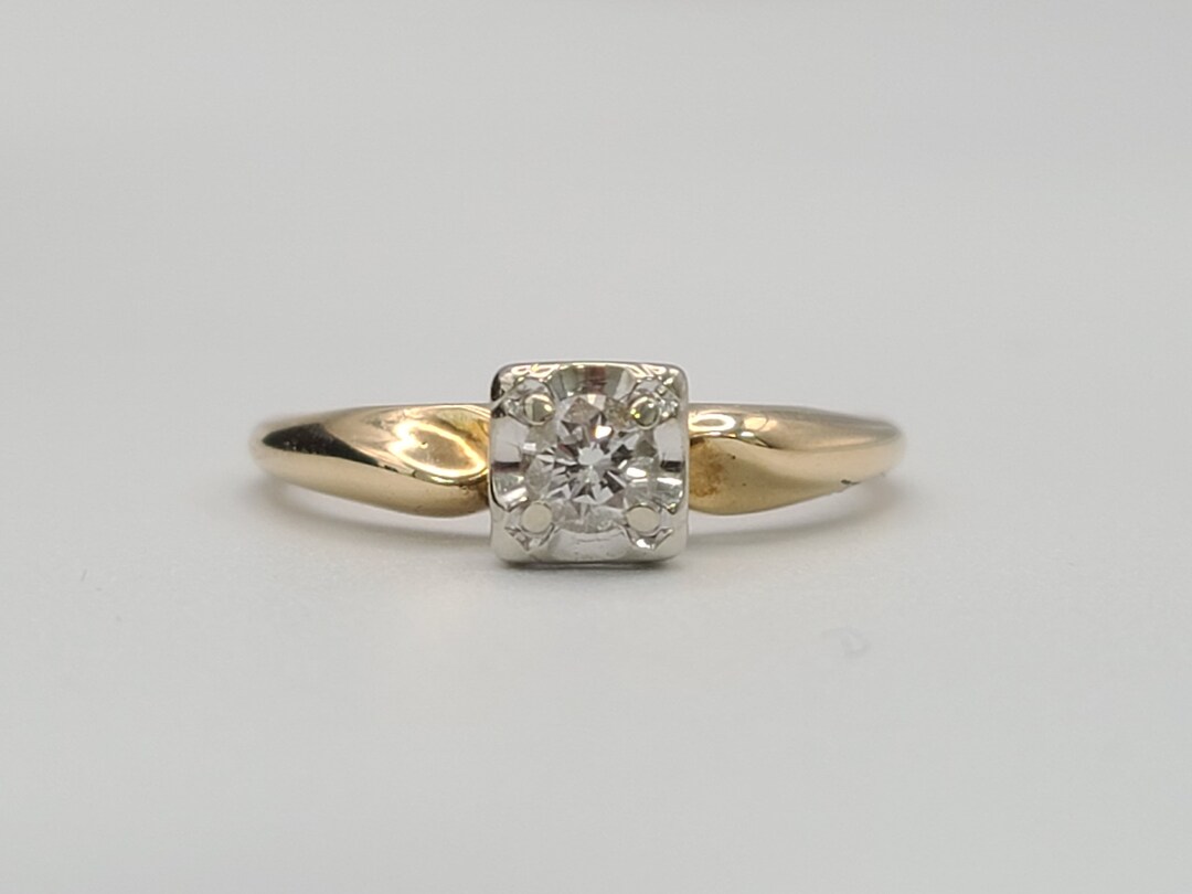 Keepsake Diamond Engagement Ring, 14k Yellow and White Gold .19ct. T.w
