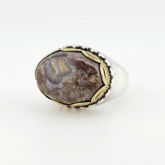 Vintage Carolyn Pollack Pietersite Ring - 925 Sterling Silver and Brass - Size 8 - Estate Jewelry