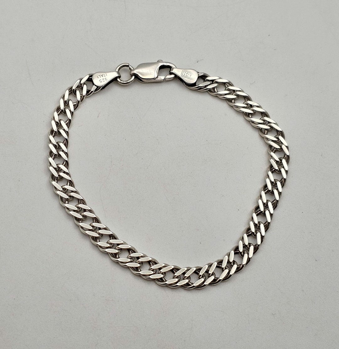 Vintage Double Link Bracelet - 925 Sterling Silver - Size 7.25
