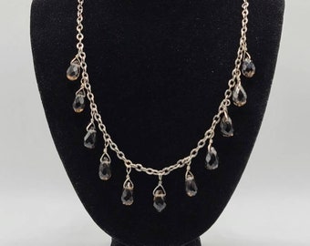 Silpada Smoky Quartz Briolette Necklace, 925 Silver Smoky Quartz Necklace, Designer Silpada Necklace, Item w#1842