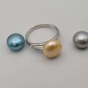 925 Silver Interchangeable Pearl Ring, Designer Honora, Size 8.25, Estate Jewelry, w#2957