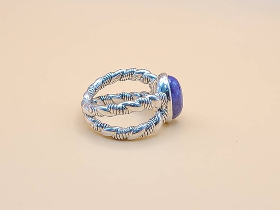 Sculpted Cable Charoite Ring in 925 Silver, Desig… - image 10