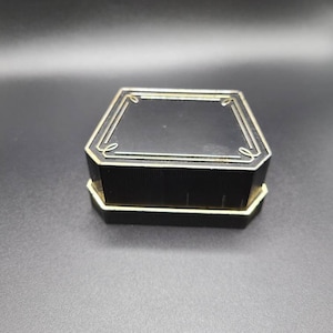 Black Molded Plastic Ring Box, Wedding Ring Box, Jewelry Box, Vintage Ring Box, Keepsake Box for Rings, Item w#693