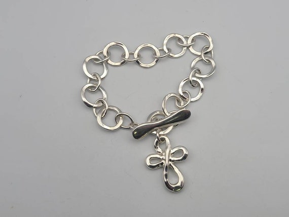 Infinity Cross Bracelet in 925 Silver, Designer Robert Lee Infinity Cross Bracelet in 925 Silver, Designer Robert Lee