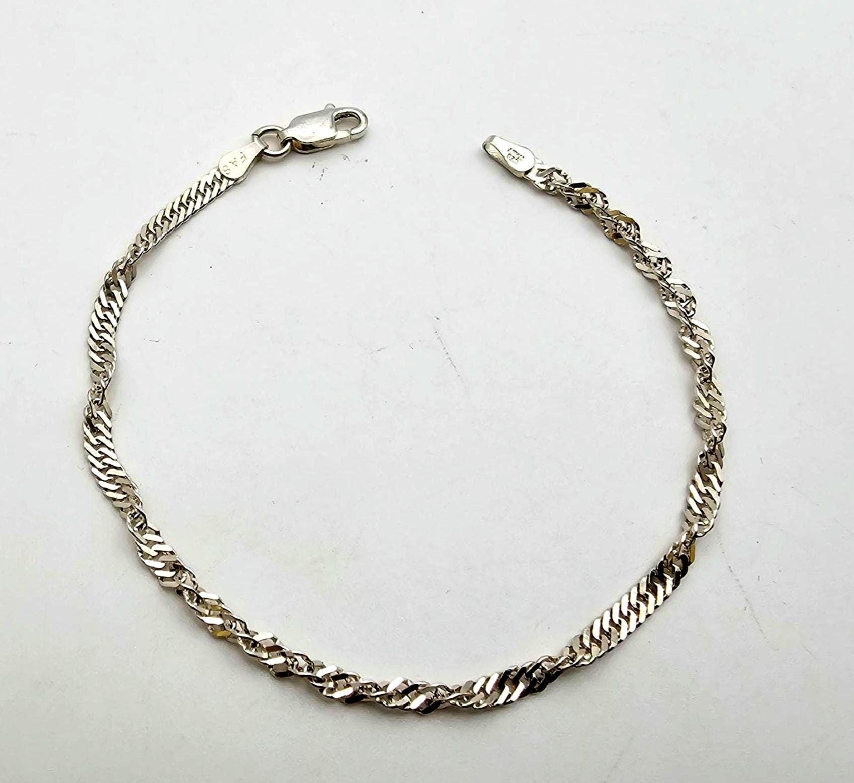 Vintage Italian Sterling Silver Twisted Herringbone Bracelet
