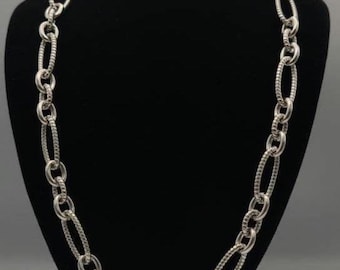 Judith Ripka Textured Oval Link Chain Necklace - 925 Sterling Silver - Estate Jewelry Gift, w#2823