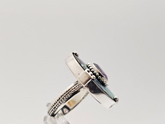 Amethyst Abalone Shell Ring 925 Sterling Silver V… - image 5