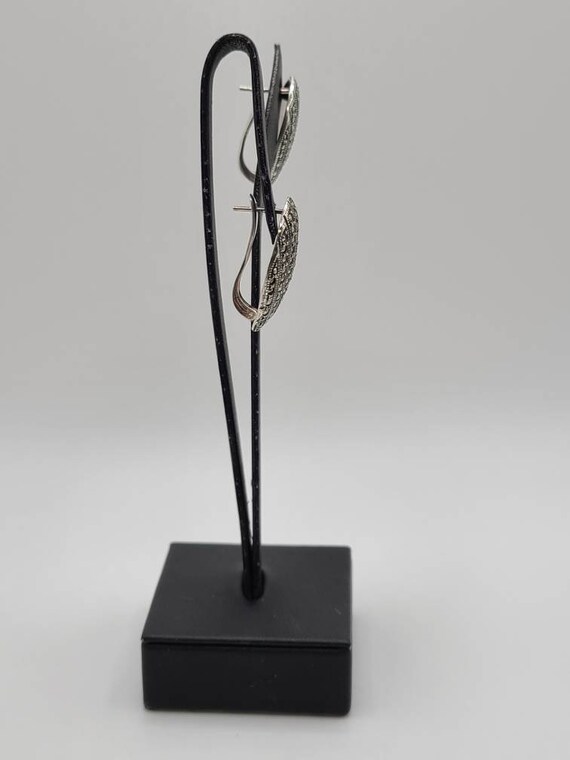 Vintage Marcasite Earrings: 925 Sterling Silver -… - image 4