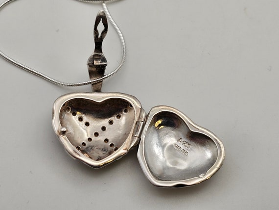 Cubic Zirconia and Marcasite Heart Locket Necklac… - image 2