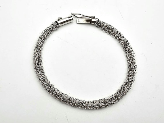 Vintage Multi-chain Woven Link Bracelet - 925 Sterling Silver 