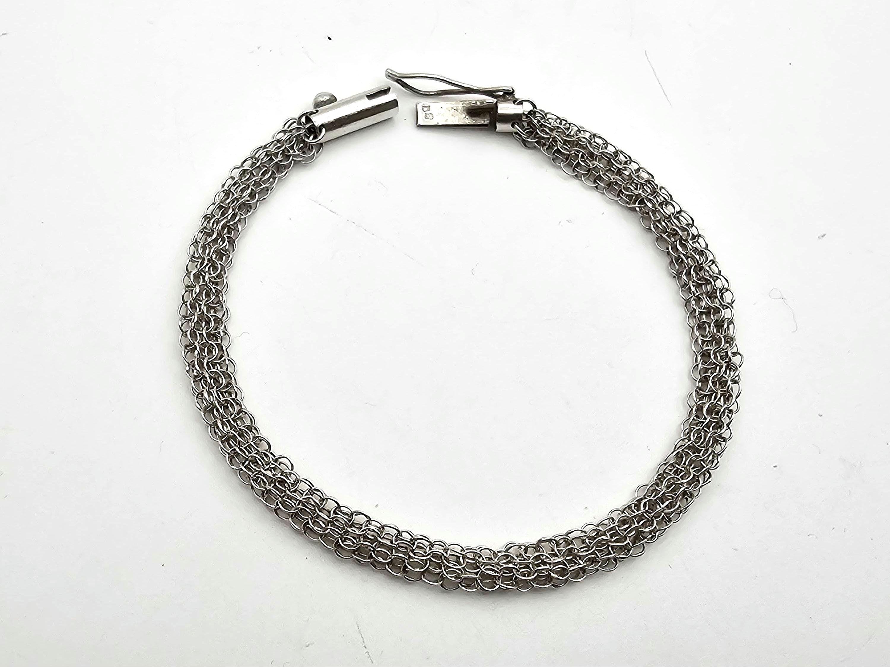 アクセサリー Vintage Silver Plate Chain Bracelet 925 Vintage 925 Silver Multi-chain Interlocking Link Bracelet