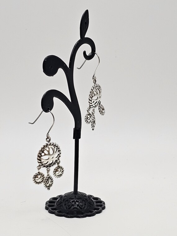 Vintage Openwork Geometric Dangle Earrings: 925 S… - image 4