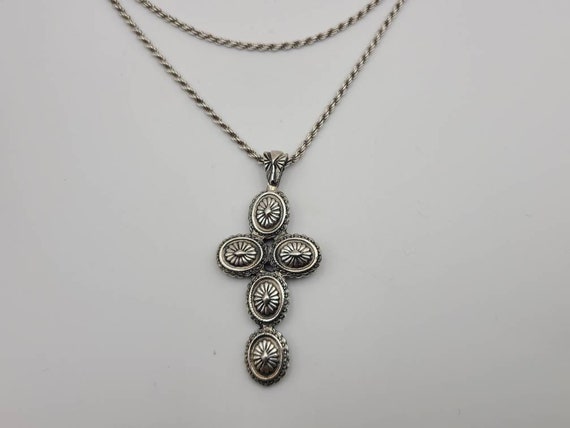 Concho Cross Necklace in 925 Silver, Southwestern… - image 1