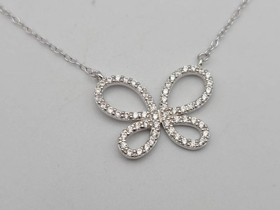 Butterfly Necklace, 925 Silver Cubic Zirconia But… - image 1