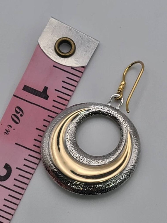 Open Circle Drop Earrings in 14k Two Tone Gold, C… - image 9