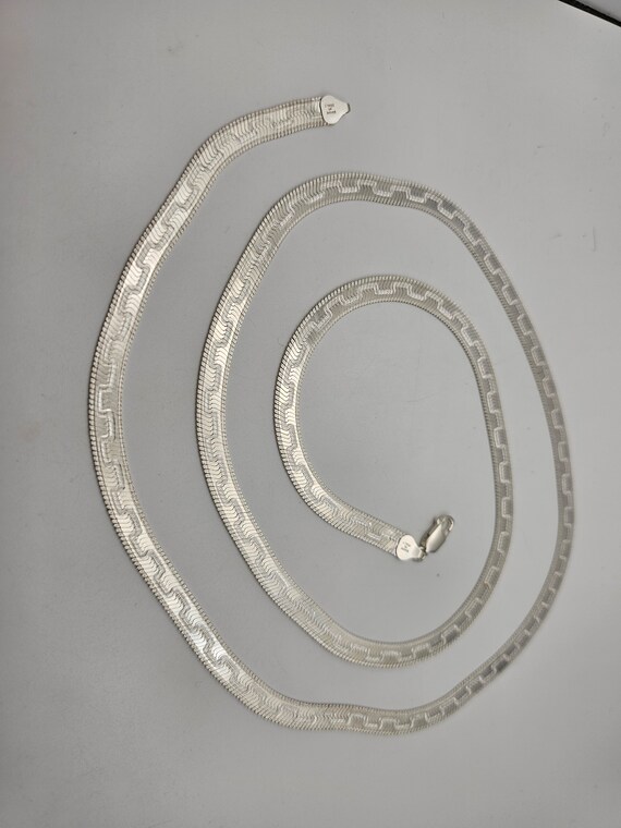 Vintage 925 Sterling Silver Herringbone Chain: Re… - image 9