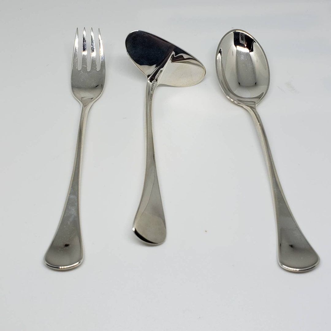 Baby Fork, Baby Spoon, and Baby Food Pusher, Sorensen Sterling Silver