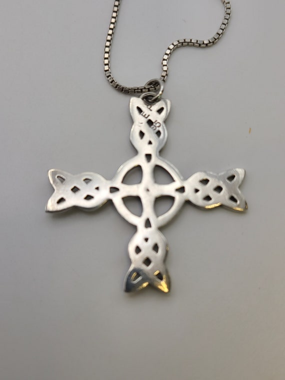 Celtic Cross Necklace, 925 Silver Celtic Knot Nec… - image 3