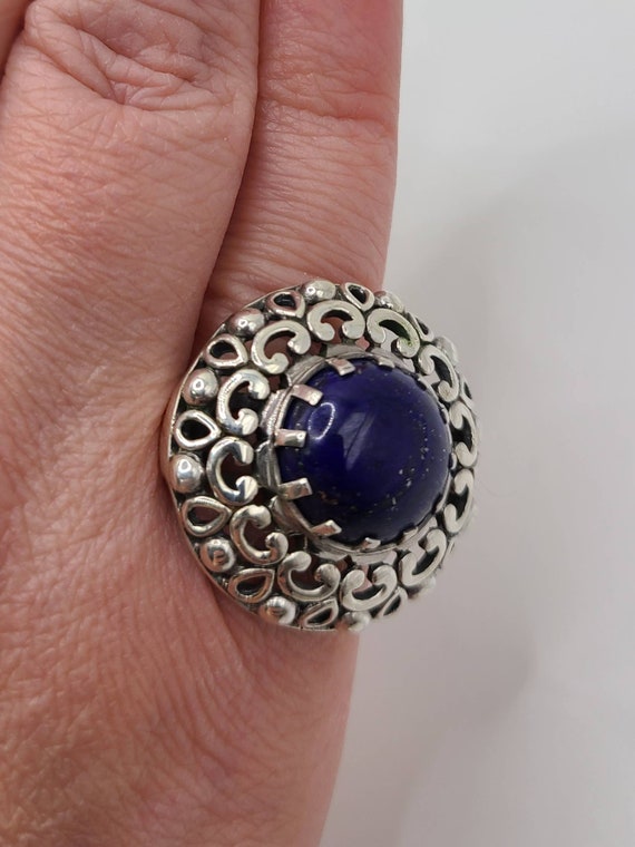 Lapis Lazuli Ring, 925 Silver Lapis Ring, Ornate … - image 8