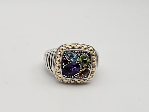 Multi-Gem Ring in 925 Silver, 18k, Designer Effy,… - image 7