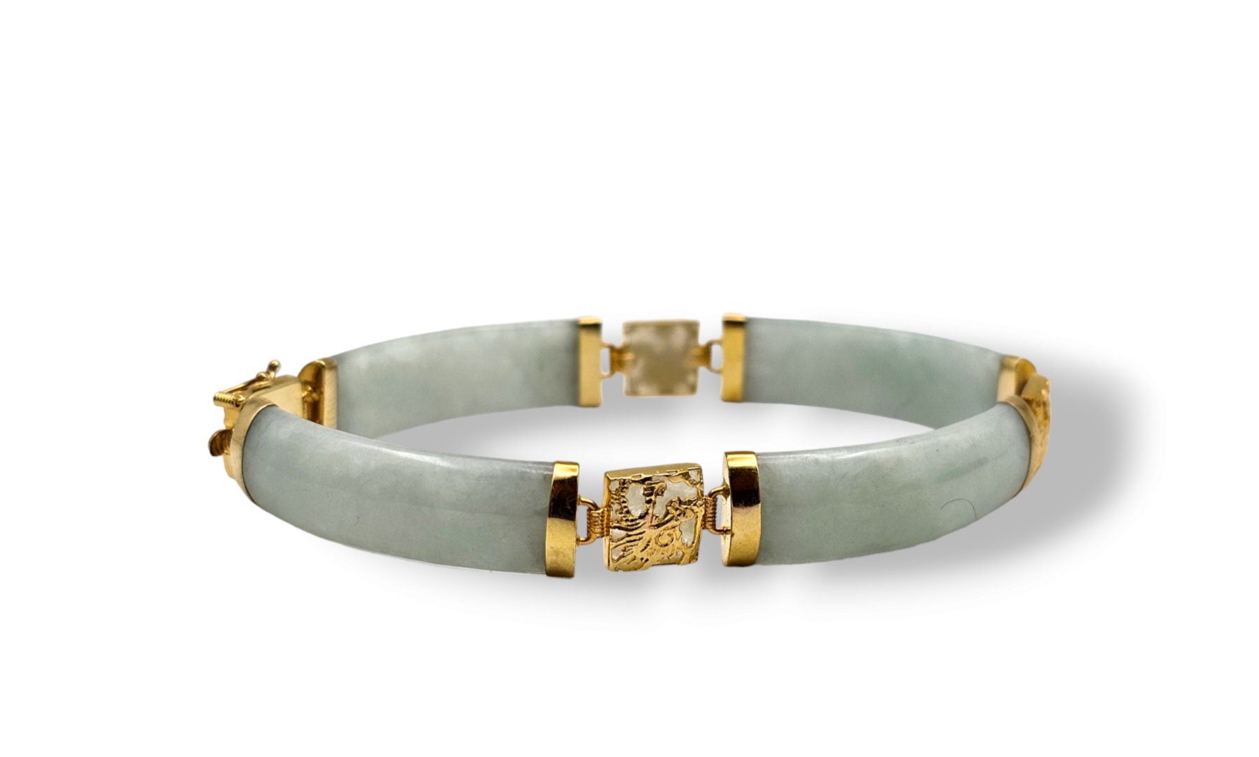 Vintage 14k Yellow Gold Jade Panel Bracelet - Estate Jewelry - Etsy
