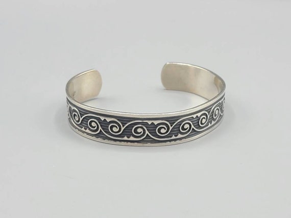 Ornate Cuff Bracelet in Sterling Silver, Vintage … - image 2