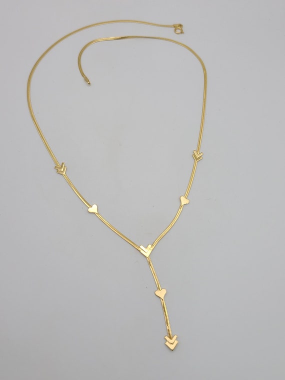 Heart Necklace in 14kt Yellow Gold, Y Necklace, H… - image 6