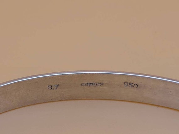 Vintage Grecian Patterned Bangle Bracelet .950 Si… - image 5