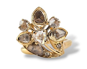 Antique 14k Gold 1.01 CTW Rose Cut Diamond Cluster Ring | Size 5.75 | Appraised