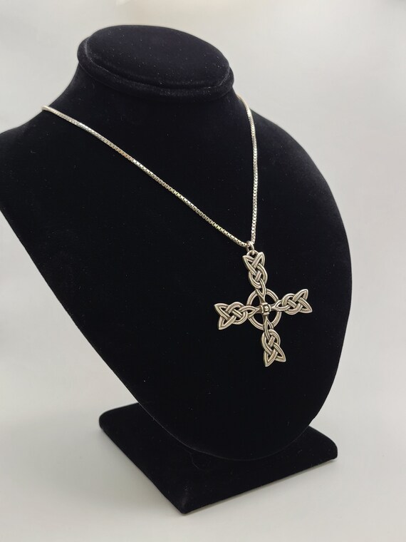 Celtic Cross Necklace, 925 Silver Celtic Knot Nec… - image 4
