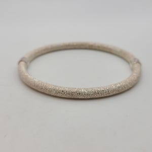 Vintage 925 Sterling Silver Italian Textured Bangle Bracelet, 7.75&quot;, 5mm, Estate Jewelry, w#1844