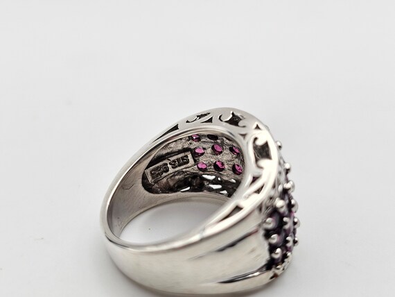 Rhodolite Garnet Cluster Ring, 925 Silver, Rhodol… - image 3