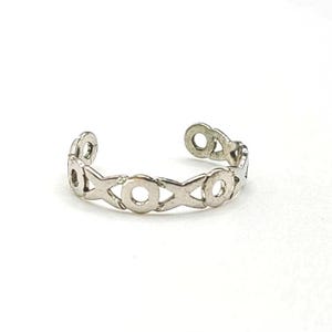 Vintage Hugs and Kisses Toe Ring - 925 Sterling Silver - Openwork XO - Adjustable - Estate Jewelry