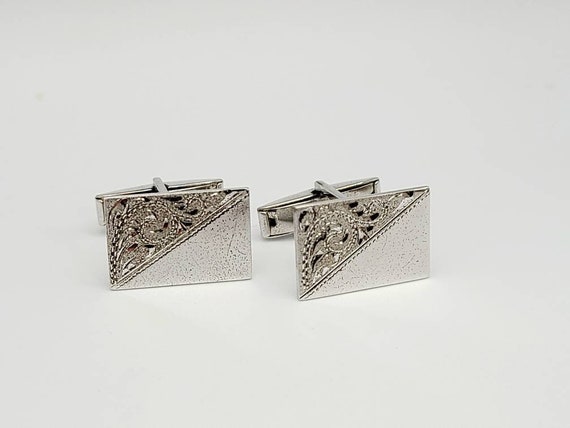 Ornate Silver Cuff Links, Sterling Silver Cuff Li… - image 1