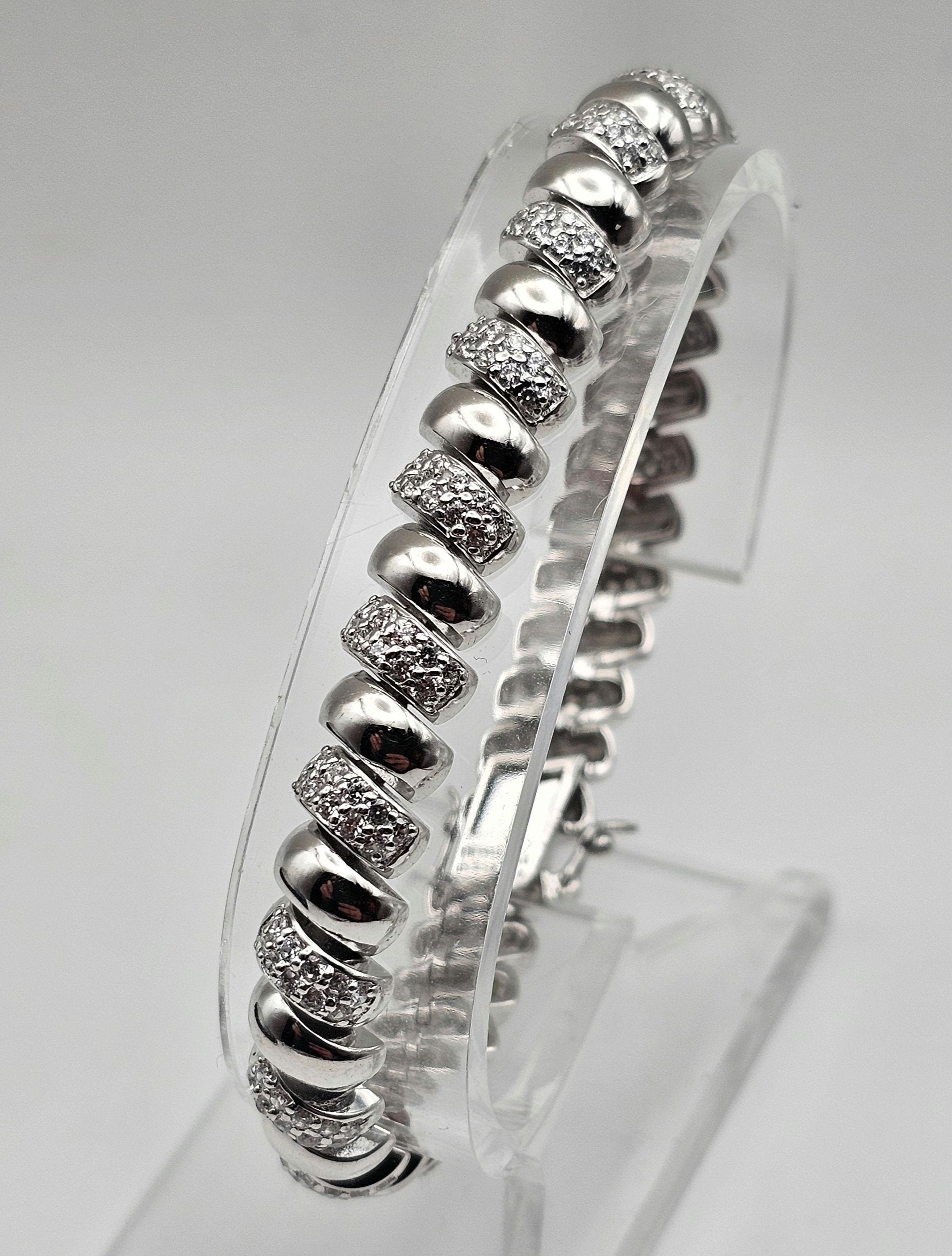 Vintage 925 Silver Cubic Zirconia San Marco Bracelet, Estate
