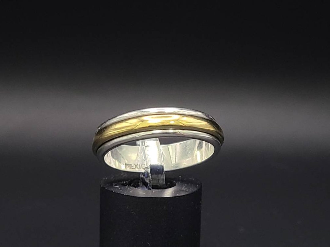 Fidget Ring Rolling Ring 925 Silver and Brass Spinning Ring - Etsy