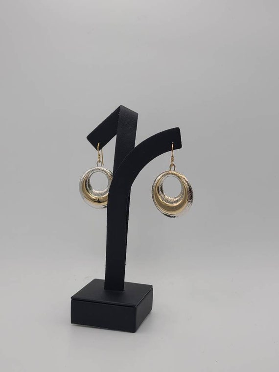 Open Circle Drop Earrings in 14k Two Tone Gold, C… - image 4